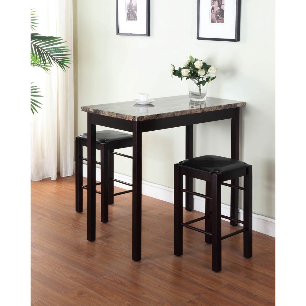 Tavern 3 Piece Espresso Bar Table Set 02859set 01 Kd U The Home Depot