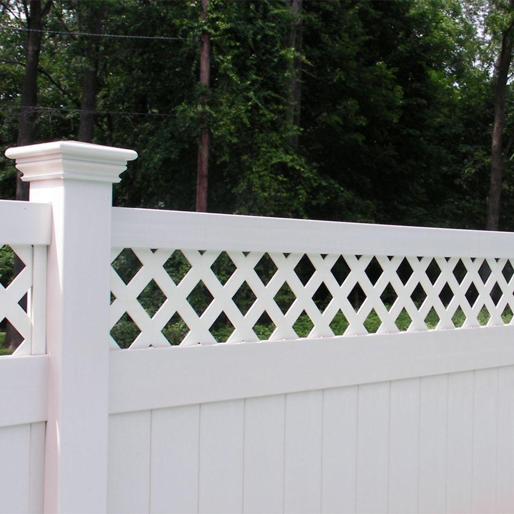 Weatherables Glenshire 6 Ft H X 8 Ft W White Vinyl Lattice Top Fence Panel Kit Pwpr Lat11 3 6x8 The Home Depot