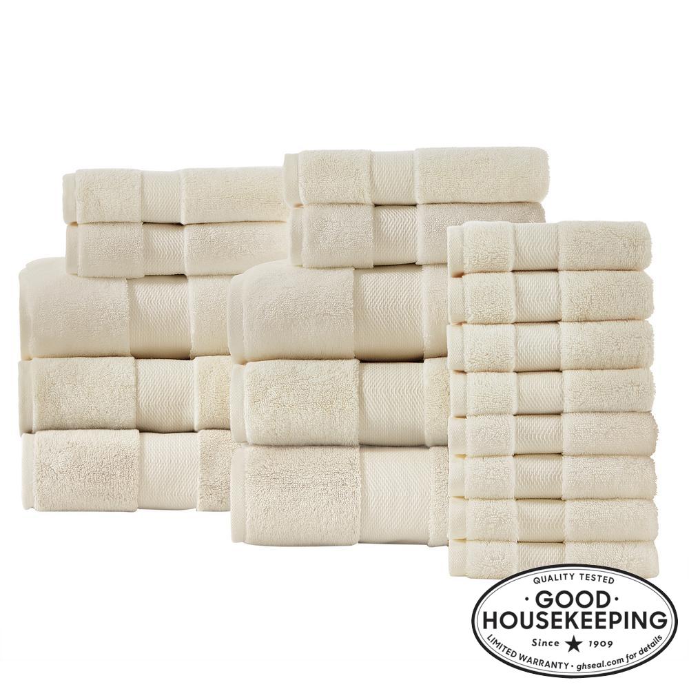 Home Decorators Collection Plush Soft Cotton 18-Piece Towel Set in Ivory was $137.0 now $82.2 (40.0% off)