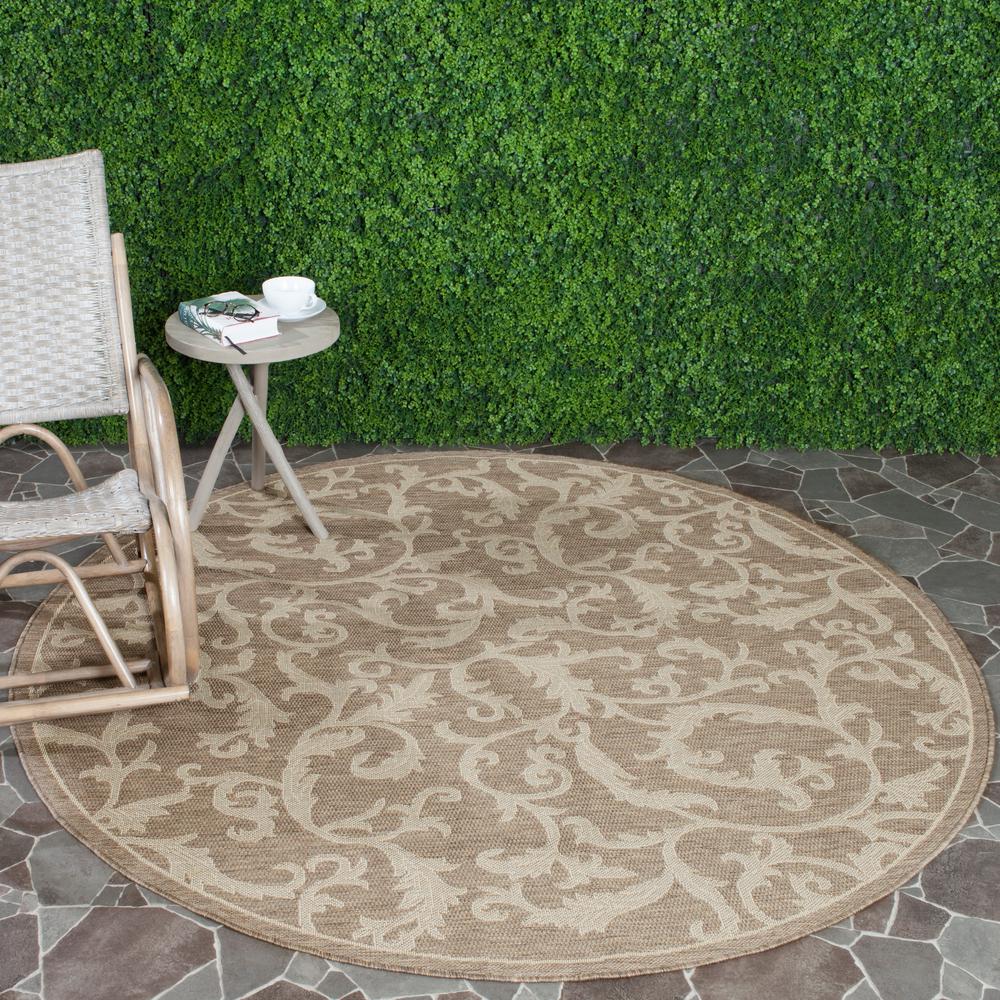 Safavieh Courtyard Brown/Natural 7 ft. x 7 ft. Indoor/Outdoor Round