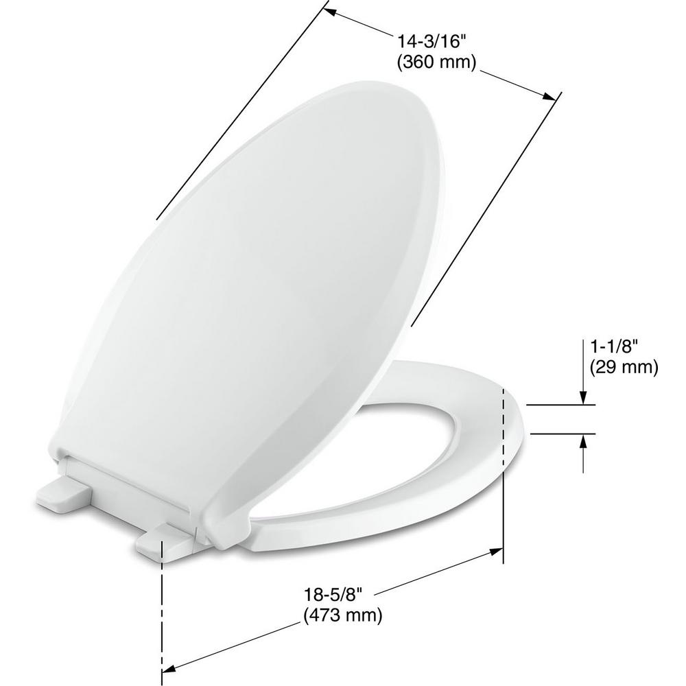 Kohler Cachet Quiet Close Elongated Closed Front Toilet Seat With Grip Tight Bumpers In White K 4636 0 The Home Depot - Kohler Toilet Seat Repair Kit