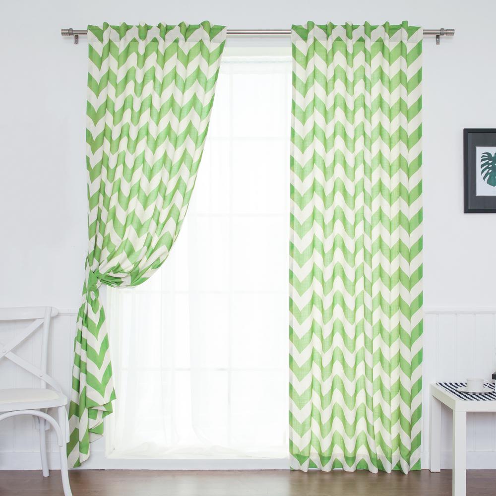84 In L Green Faux Linen Chevron Curtain 2 Pack Slublinen Chevr