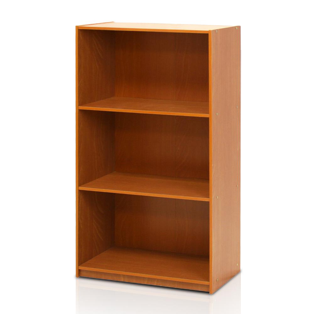 Furinno Basic 3-Tier Bookcase Storage Shelves, Light Cherry, 99736LC