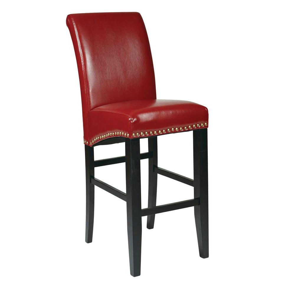 OSPdesigns Parsons 30 in. Red Cushioned Bar Stool-MET8730RD - The Home