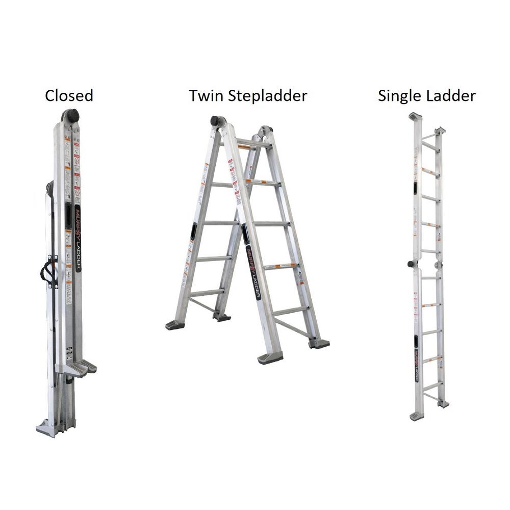 MURPHY LADDER 14 ft. Reach Aluminum Fully Compactable MultiPosition Ladder 375 lbs. Load