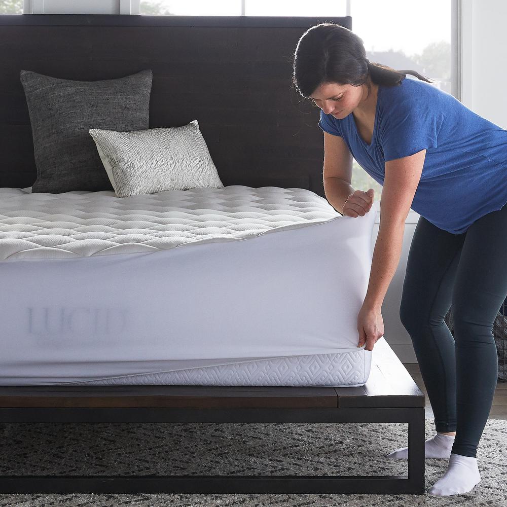 Lucid Comfort Collection Twin Xl Overfilled Down Alternative Mattress Pad Lucc28tx80pa The Home Depot
