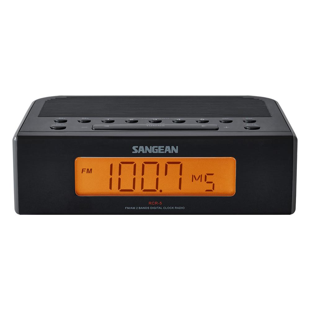 Sangean Fm Am Digital Tuning Alarm Clock Radio Black Rcr 5bk The Home Depot