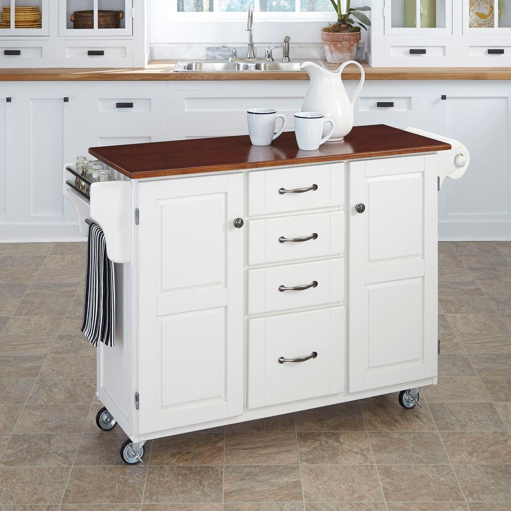 Home Styles Liberty White Kitchen Cart 4512 95 The Home Depot   White Cherry Home Styles Kitchen Carts 9100 1027g 64 1000 