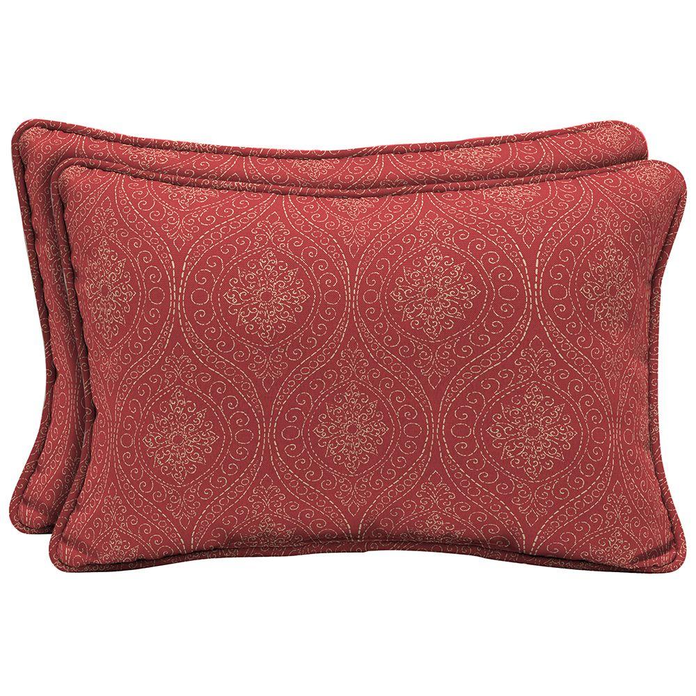 Hampton Bay Chili Stitch Ogee Lumbar Outdoor Pillow (2Pack)JF08121B