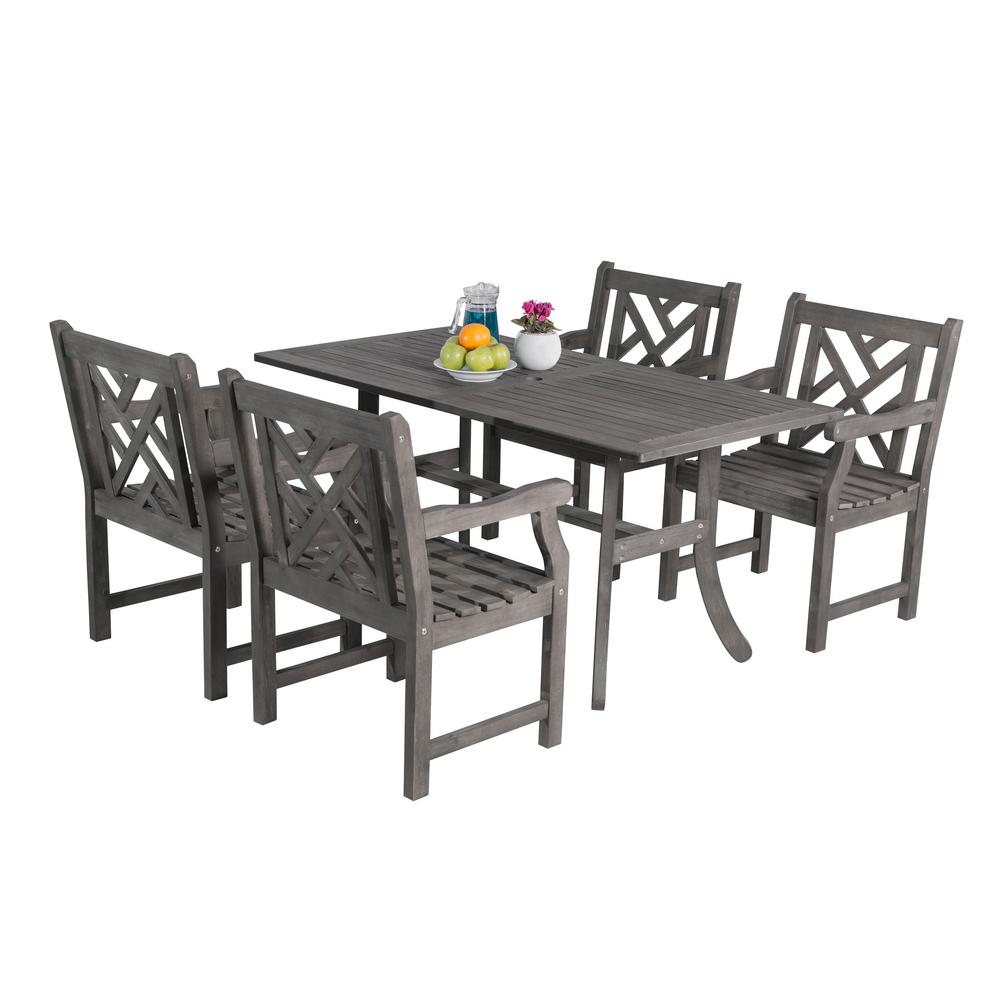 Vifah Renaissance Acacia 5 Piece Patio Dining Set With 32 In W