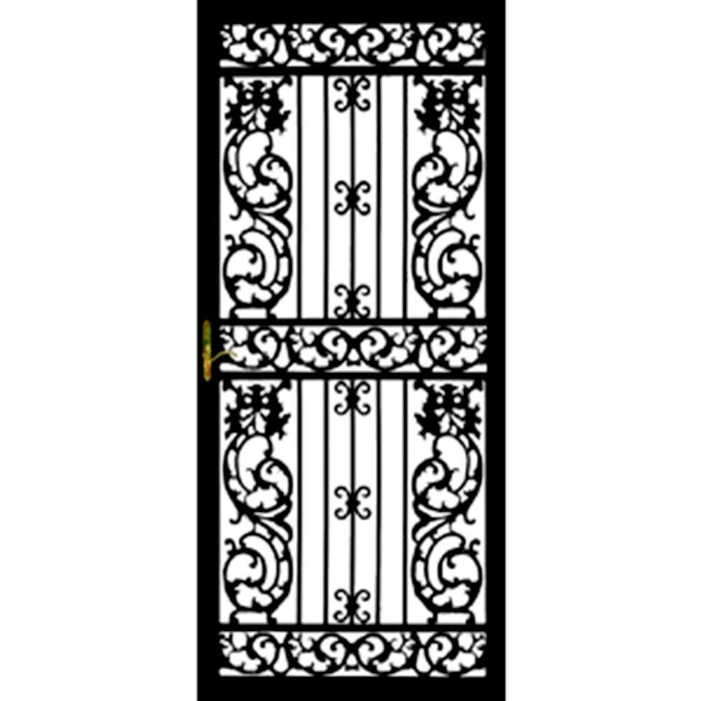 Grisham 36 in. x 80 in. 114 Series Black Bird of Paradise Hinge Right