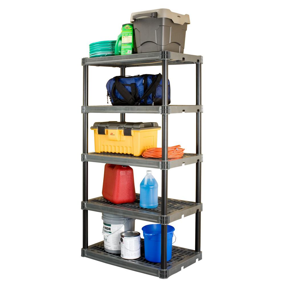 Plano 24 in. x 36 in. 5-Shelf Heavy-Duty Black and Grey ...