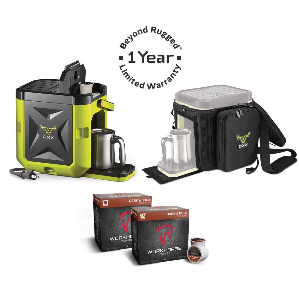 OXX COFFEEBOXX Combo Kit Jobsite Single Serve Coffee Maker in Hi Viz Green by OXX