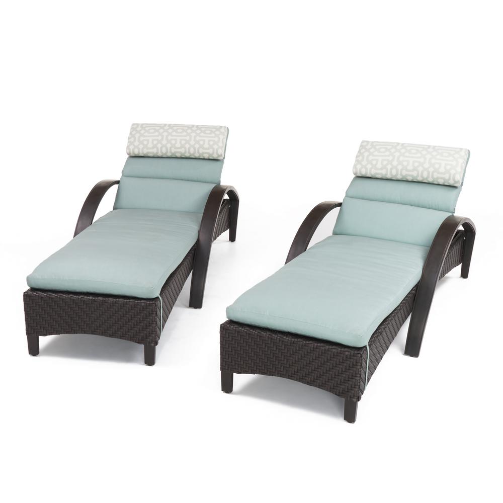 Rst Brands Barcelo 2 Piece Wicker Outdoor Chaise Lounge With Sunbrella Spa Blue Cushions Rst Brands Barcelo 2 Piece Wicker Outdoor Chaise Lounge With Sunbrella Spa Blue Cushions