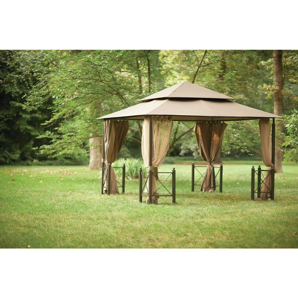 Hampton Bay 12 ft. x 12 ft. Outdoor Patio Harbor Gazebo, Brown