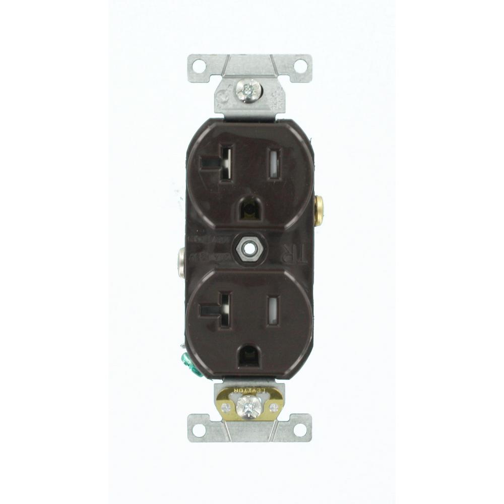 Leviton 20 Amp Commercial Grade Tamper Resistant Self Grounding Duplex Outlet, Brown-TBR20 - The ...