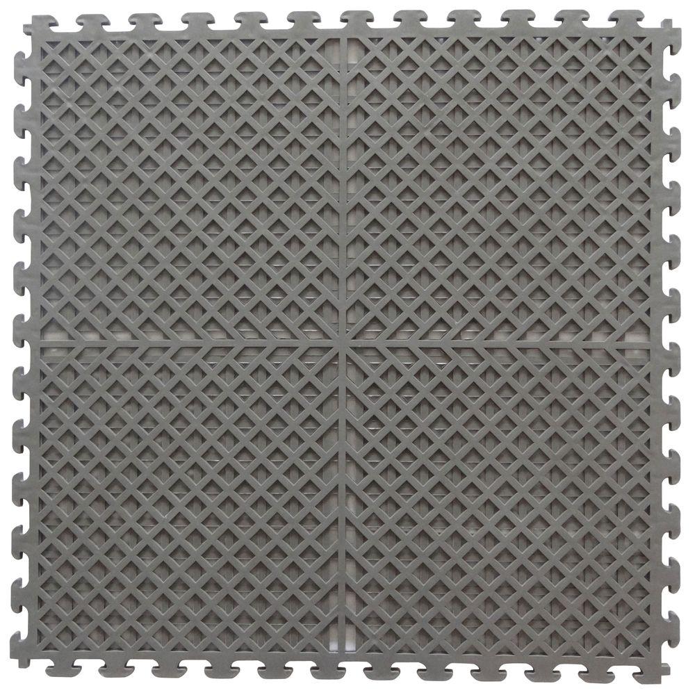 Norsk Multi Purpose 18 3 In X Dove Gray Commercial Pvc Garage Flooring Tile With Vented Drain Pattern 6 Pieces Nsmpvn6dg The Home Depot Garage Flooring Tile With Vented Drain