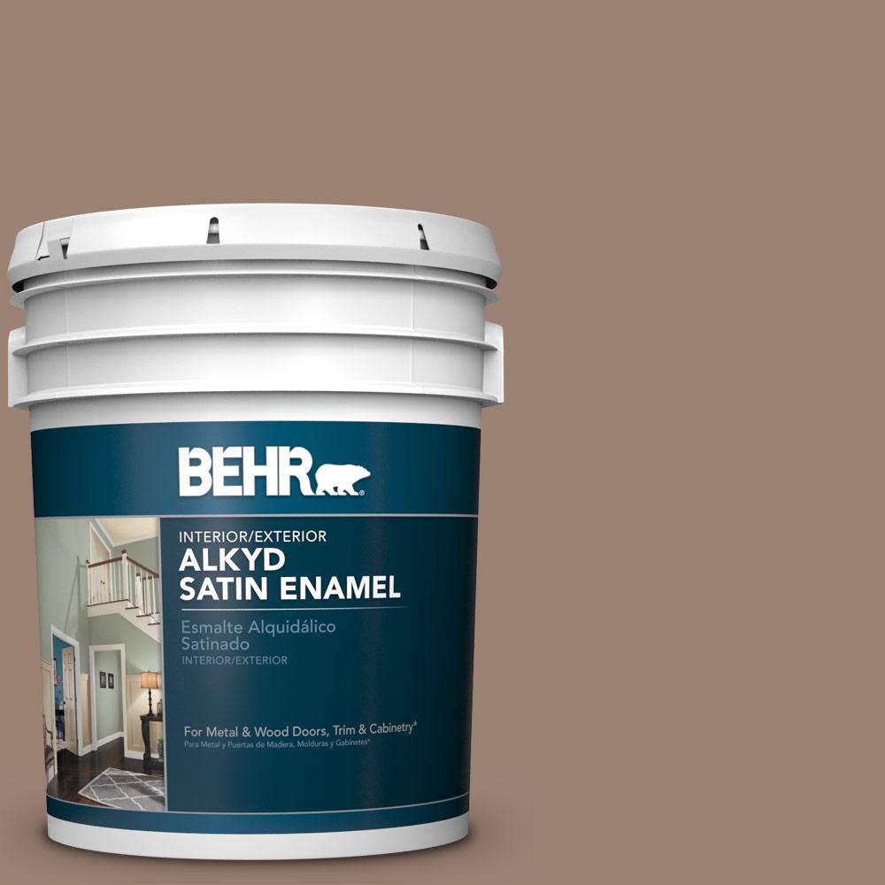 BEHR 5 gal. #AE-4 Pecan Brown Satin Enamel Alkyd Interior ...