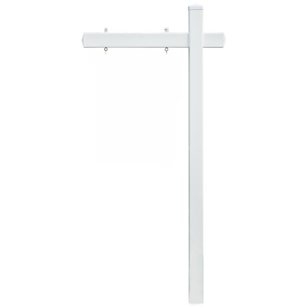 Gardenised 6 ft. Tall Vinyl White Real Estate Outdoor Yard Hang Sign