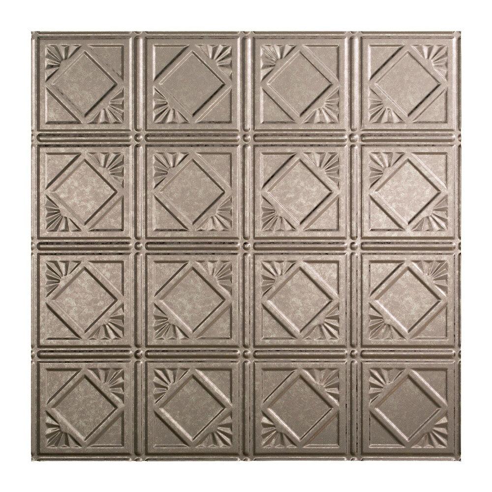 Fasade Traditional 4 2 ft. x 2 ft. Layin Ceiling Tile in Galvanized
