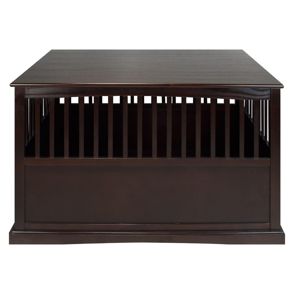 boomer & george wooden pet crate end table in espresso finish with metal accents