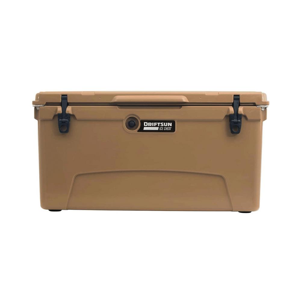 Driftsun DS-ICE-110TAN Heavy Duty Rotomolded Thermoplastic UV Resistant Portable 110 Quart Insulated Hardside Ice Chest Beverage Cooler, Tan