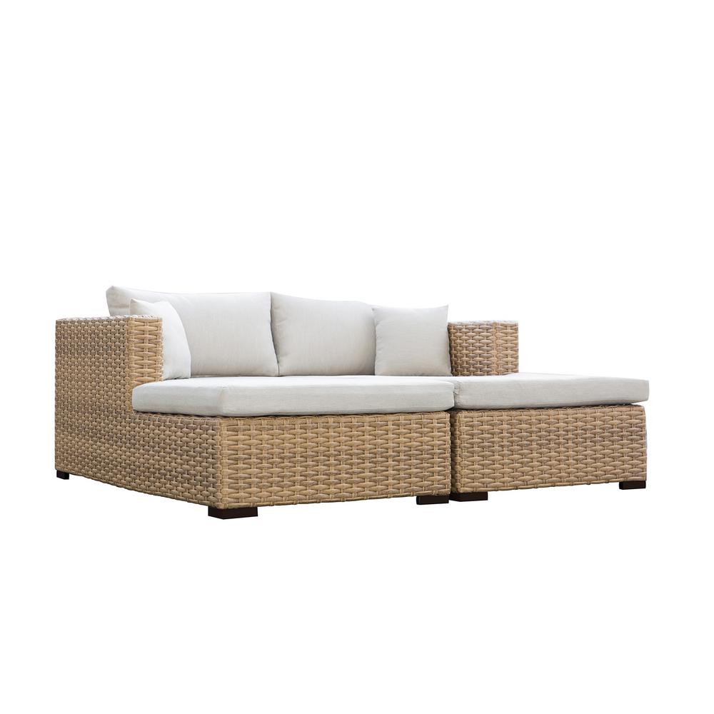 Patio Plus Cabana Wicker Double Outdoor Chaise Lounge Daybed Patio Plus Cabana Wicker Double Outdoor Chaise Lounge Daybed With Beige Cushions