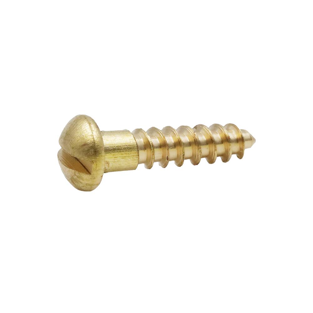#6 x 2 Wood Screw Slotted Round Head Brass Pk 50
