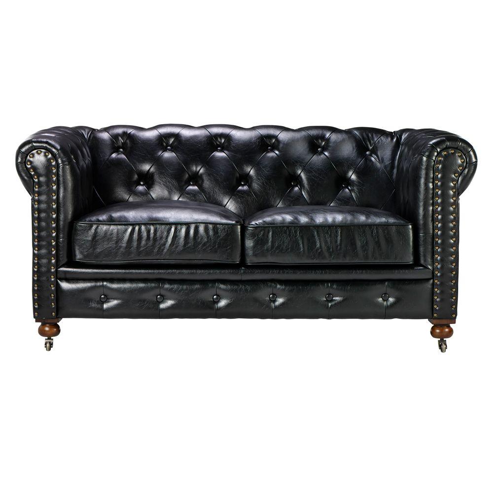 Modern Black Faux Leather Sofas Loveseats Living Room Gordon Black Leather Loveseat