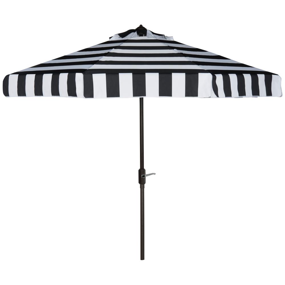 Safavieh Elsa 9 Ft Aluminum Market Auto Tilt Patio Umbrella In Black White Pat8003a The Home Depot