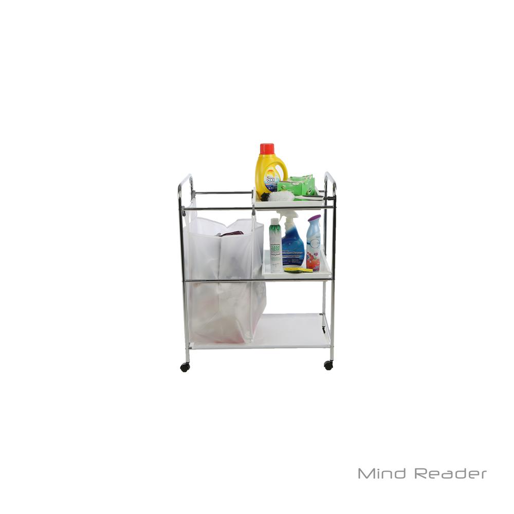 Mind Reader Silver Metal 2 Tray Cleaning Mobile Accessory Cart with Wheels by Mind Reader