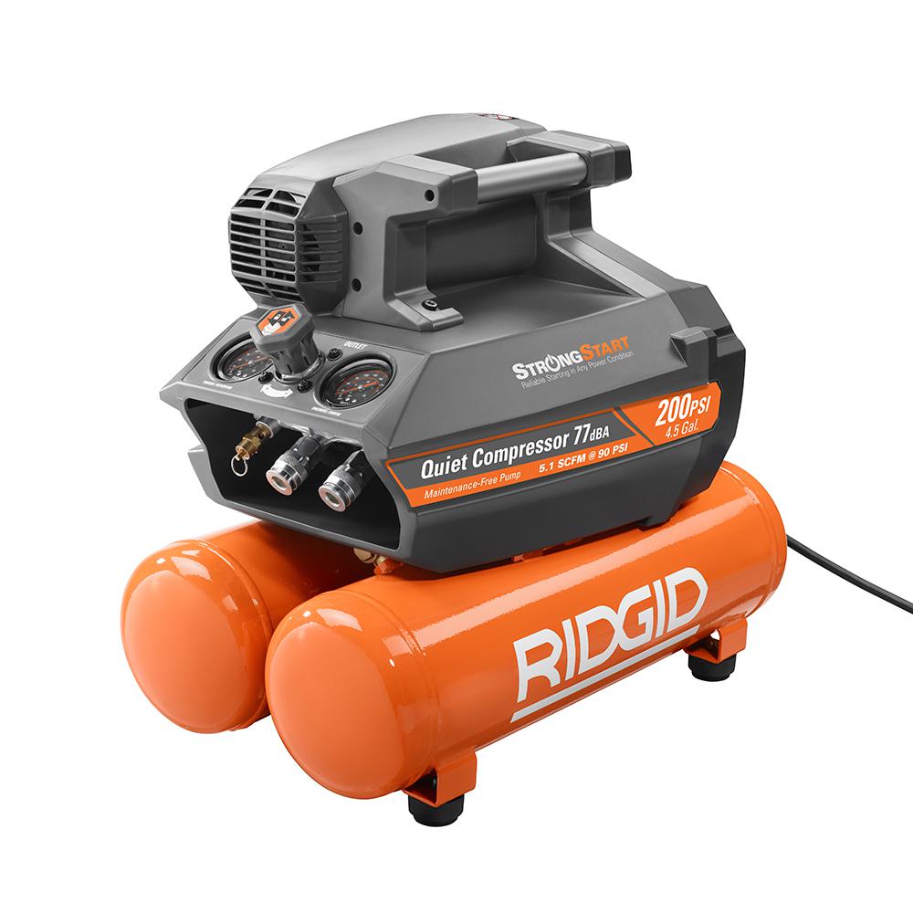 RIDGID 200 psi 4.5 Gal. Electric Quiet Compressor-OF45200SS - The Home