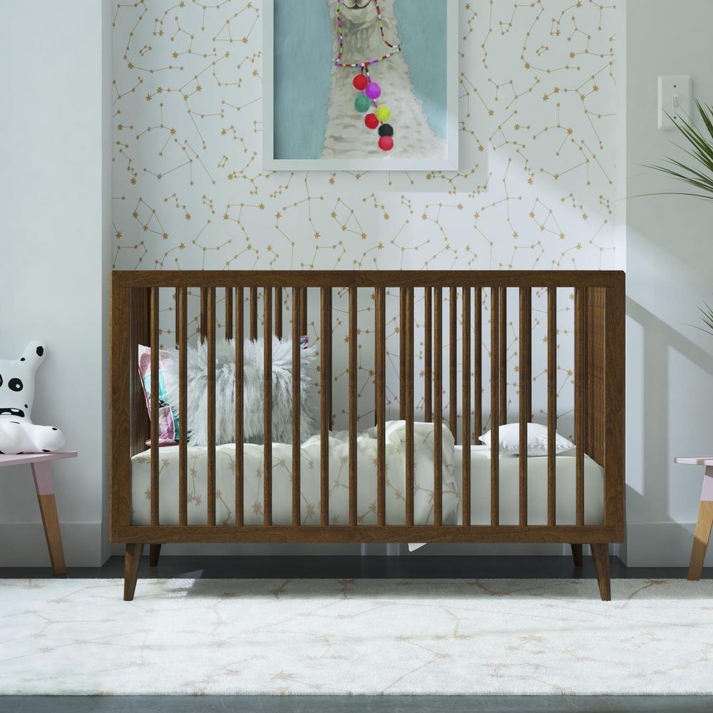 Novogratz Harper Walnut 3 In 1 Convertible Baby Crib For Nursery