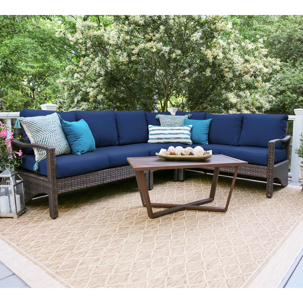 Leisure Made Augusta 5 Piece Wicker Outdoor Sectional Set With