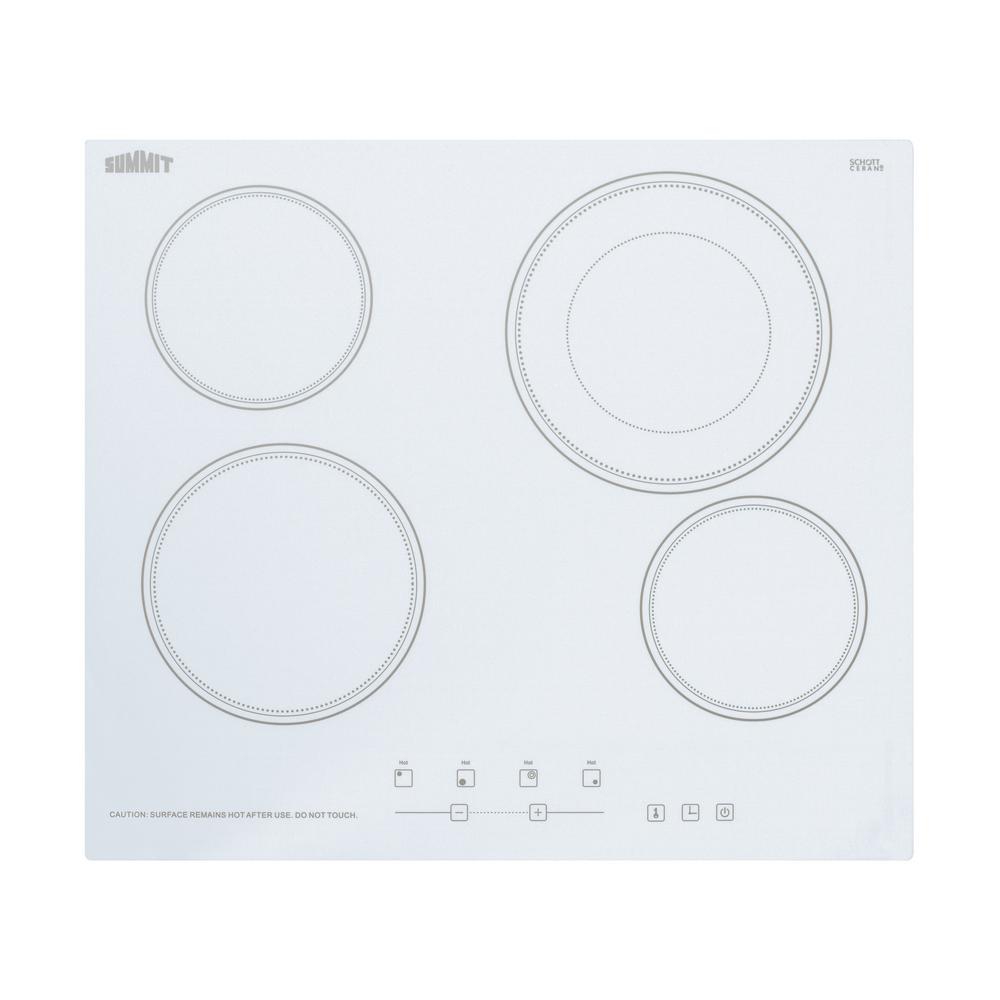 Summit Appliance 24 in. Radiant Electric Cooktop in White with 4