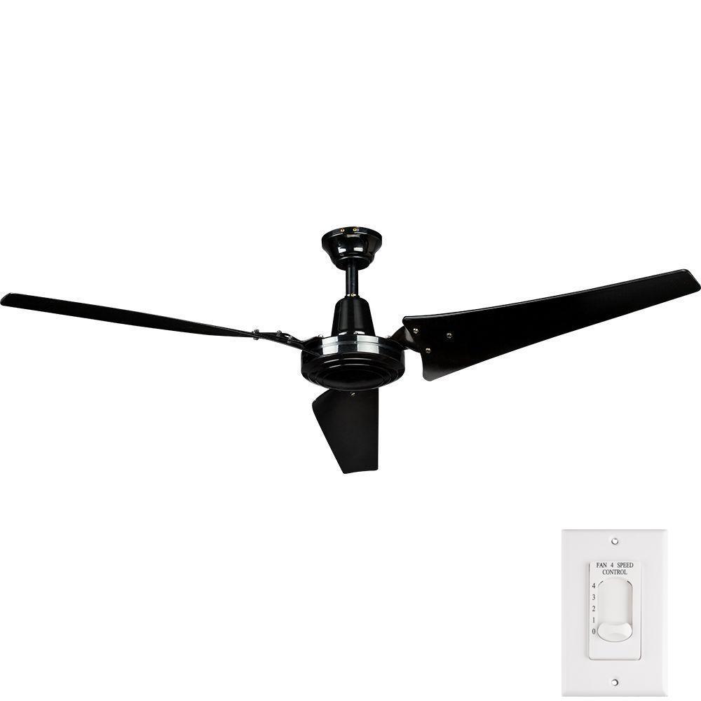 Indoor Outdoor Black Ceiling Fan, Black Industrial Ceiling Fan