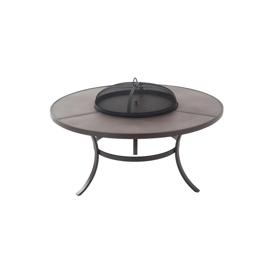 Hampton Bay 42 in. Round Wood Burning Fire Pit Cocktail Table with