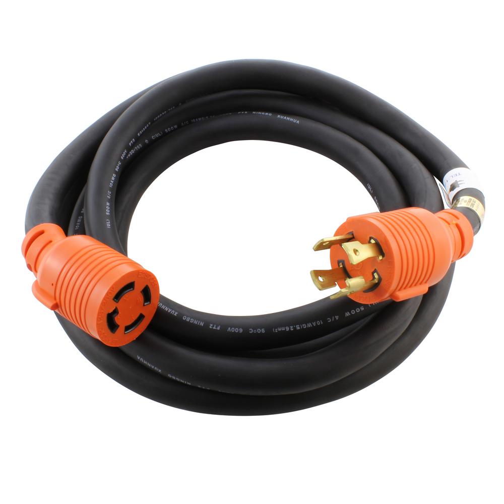 AC WORKS AC Connectors 10 ft. 10/4 Heavy Duty SOOW L14-30 30 Amp 125/ ...