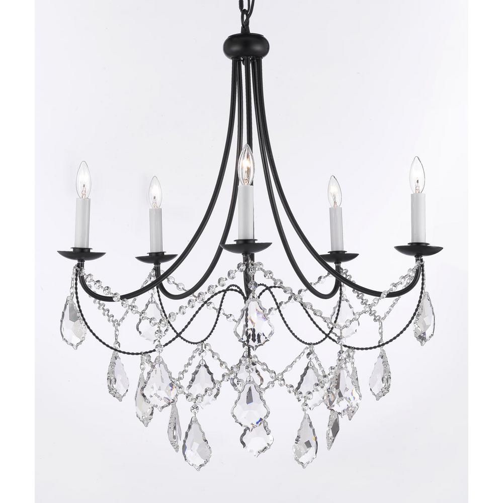 Versailles 5 Light Black Iron Chandelier With Crystal T40 588