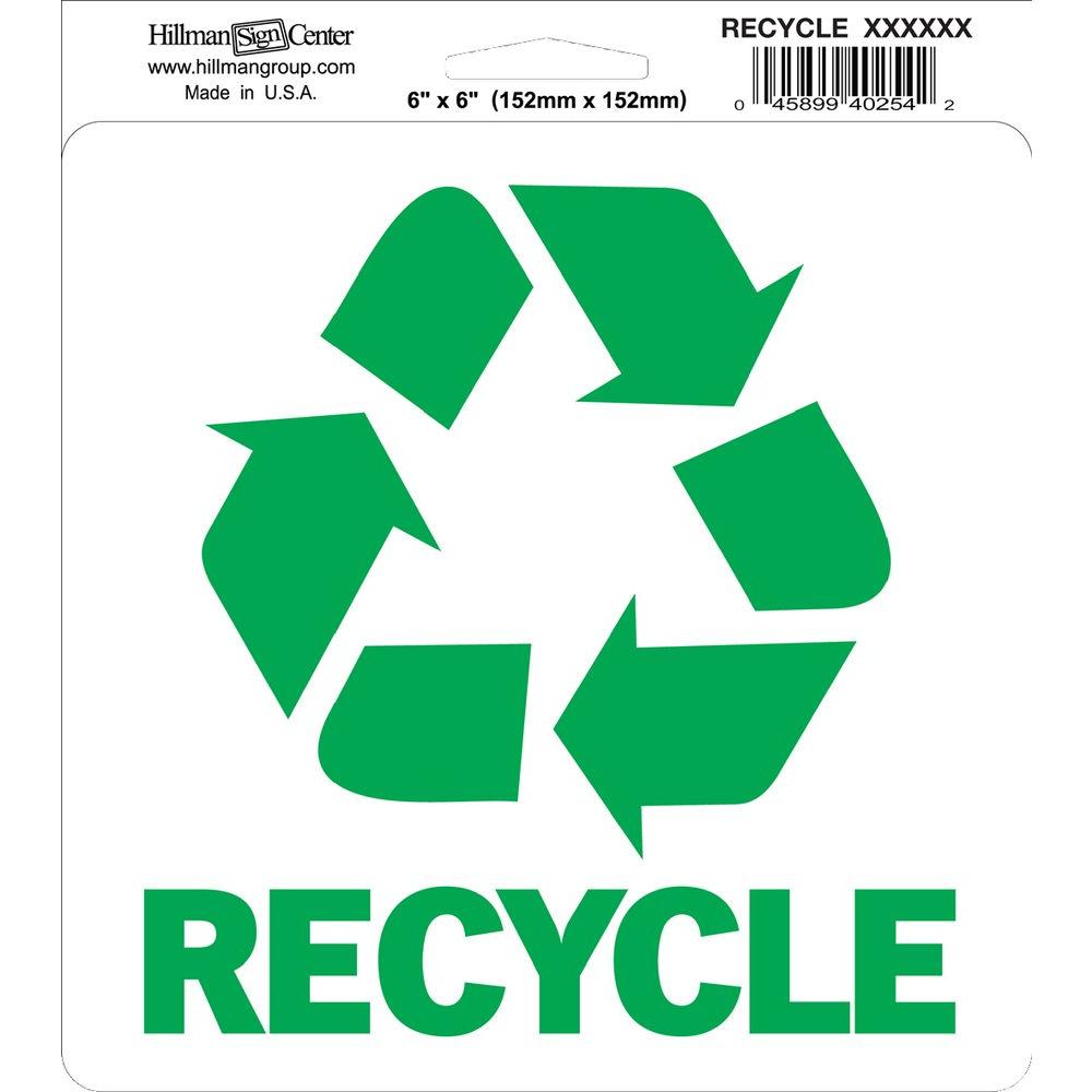 6 in x 6 in self adhesive recycle sign 843491 the home depot