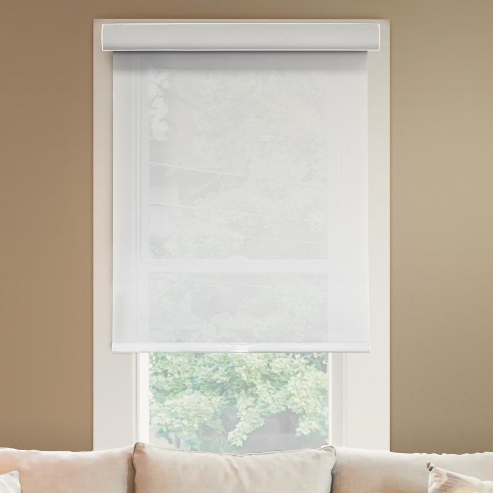 Cordless Valance Roller Shades The Home Depot L Urban White Light Filtering Horizontal Roller Shade