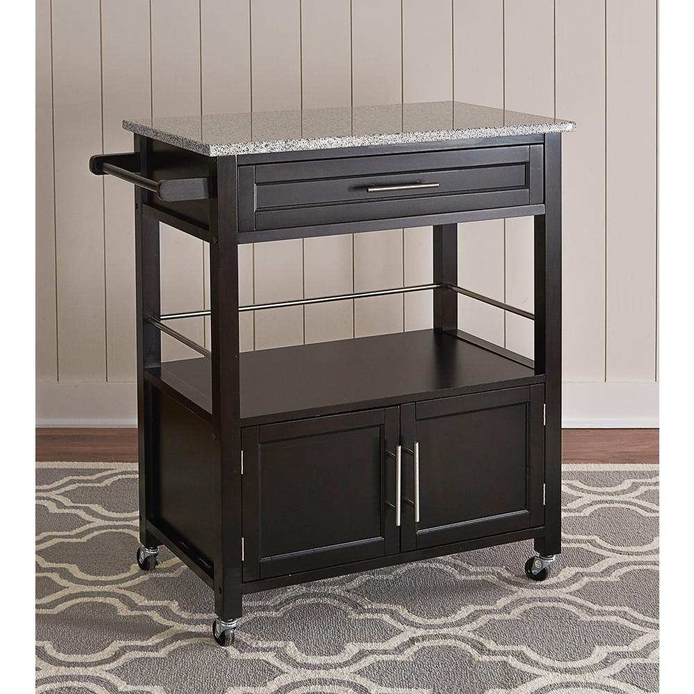Linon Home Decor Cameron Black Kitchen Cart With Storage 464809BLK01U