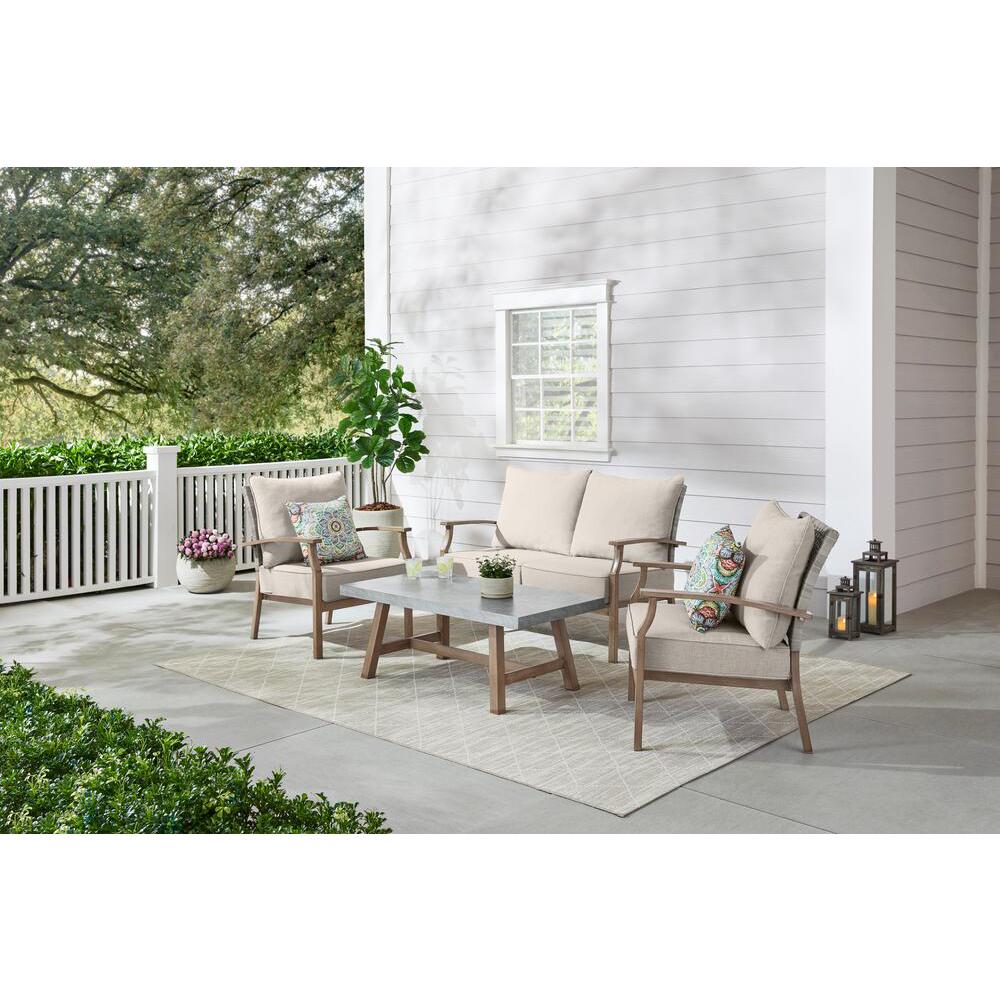 Hampton Bay Beachside 4-Piece Rope Look Wicker Outdoor Patio