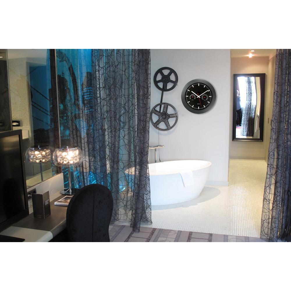 Timekeeper Products 12 in. Round Black Frame Black Dial Temperature