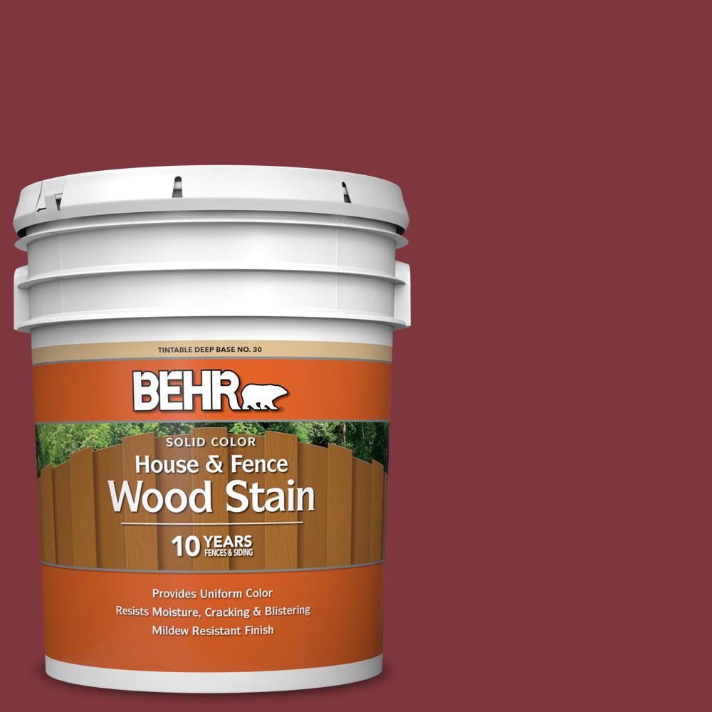 BEHR 5 Gal SC 112 Barn Red Solid House And Fence Exterior Wood Stain   Barn Red Behr Wood Deck Stain 03005 64 1000 