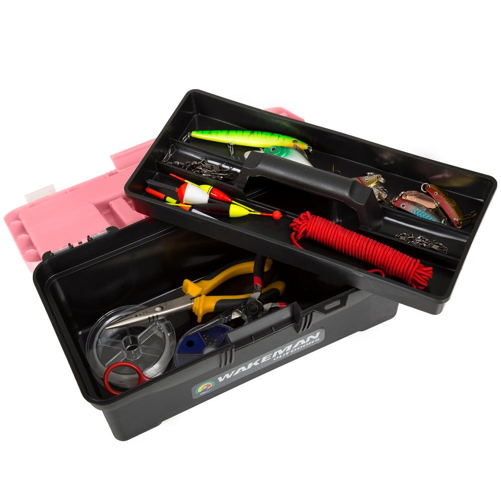 pink fishing tackle box