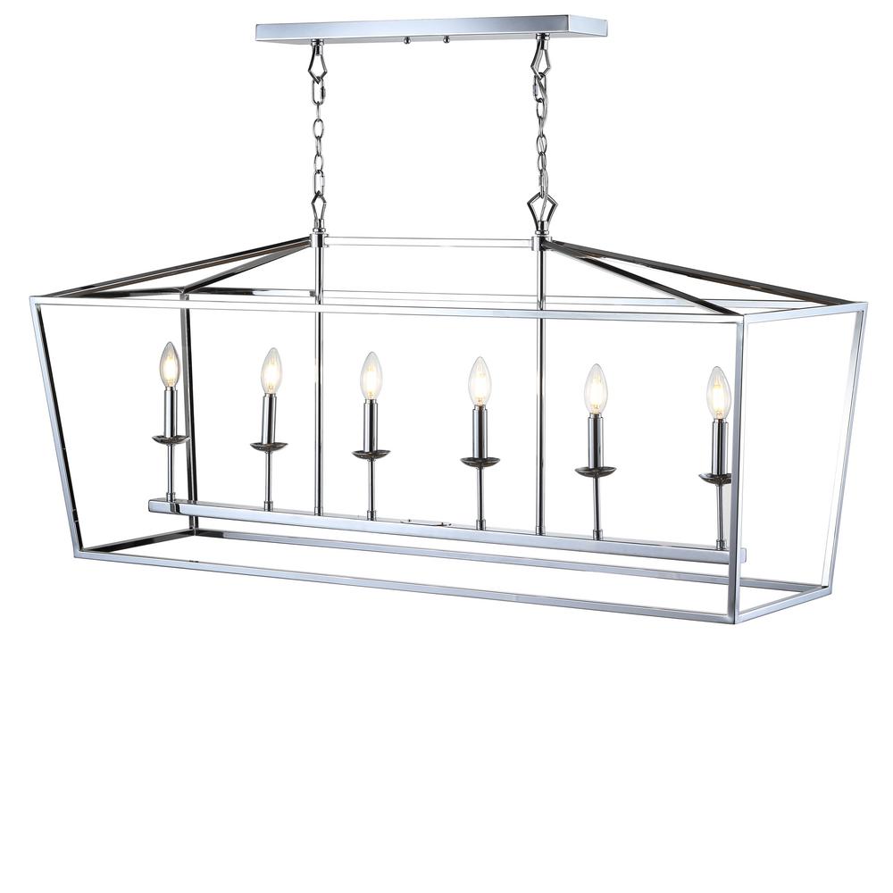 Lantern Pendant Lights Lighting The Home Depot 6 Bulb Chrome Lantern Metal Led Pendant
