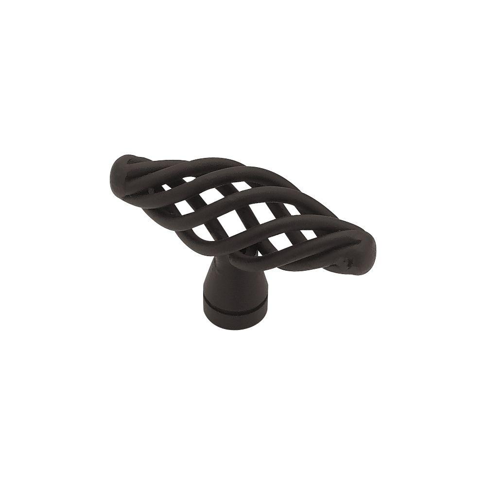 Liberty Iron 2 in. Flat Black Small Birdcage Oval Knob