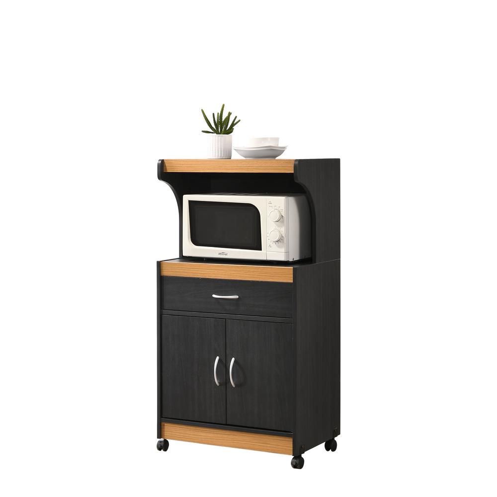 Hodedah Black Beech Microwave Cart With Storage Hik72 The Home Depot Hodedah Black Beech Microwave Cart With