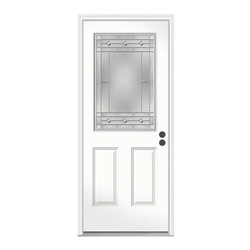 Jeld Wen 36 In X 80 In 1 2 Lite Sedona Primed Steel Prehung Left Hand Inswing Front Door W